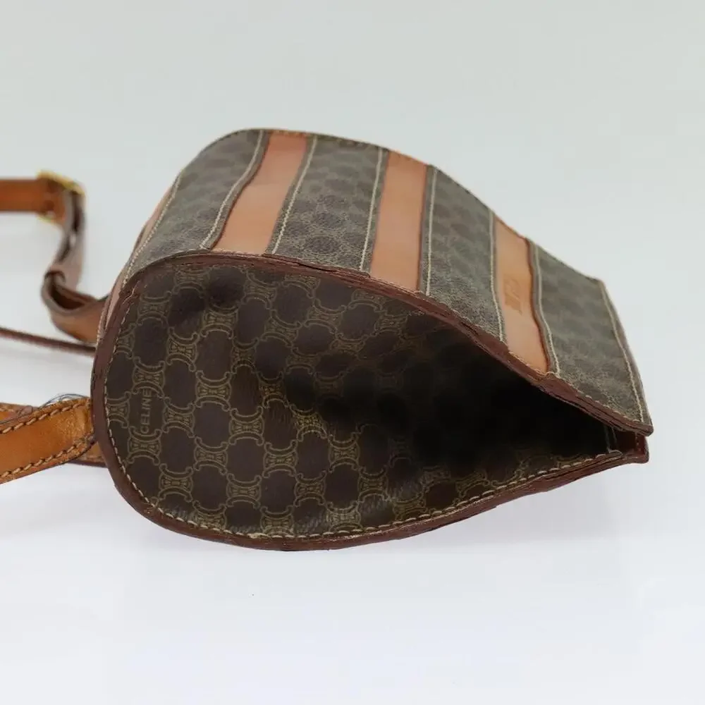 CELINE Macadam Canvas Backpack Pvc Leather Brown Gold